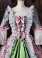 Green Blue Floral Jacquard Victorian Tea Party Dress 18th Century Rococo Ball Gown 5