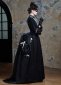 Medieval Gothic Victorian Bustle Dress Black Lace Baroque Halloween Masquerade Ball Gowns