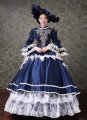 Dark Blue Marie Antoinette Masquerade Gown Dresses Halloween Gothic Ball Gown Carnivale Costume