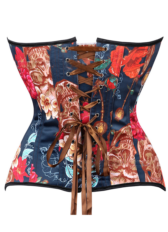 Vintage Floral Printed Cotton Bustier Corset 1