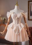 Ball Gown Sweetheart Appliques Lace Mini Lace Corset Dress