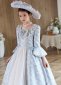 Light Blue Floral Girls Historical Victorian Ball Gown Dress 3