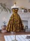 Yellow Off the Shoulder Jacquard Brocade Prom Homecoming Dress