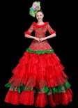 Christmas Tulle Ruffled Dance Costume for Women Party Outfit