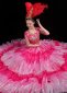 Half Sleeve Rose Red Girls Tulle Tutu Dresses 3