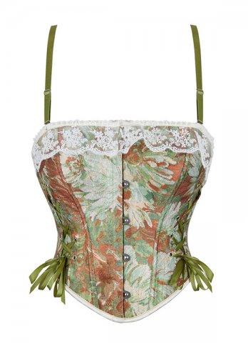 Oil Painting Printing Spaghetti Straps Sweetheart Corset Top