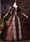 Brown Satin Lace Flower Short Sleeve Floor Length Masquerade Dress 3