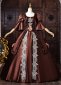 Brown Satin Lace Flower Short Sleeve Floor Length Masquerade Dress