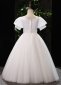 Flower Girl Big Bow Tulle Satin White Wedding Engagement Dresses 3