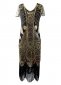 Women 1920s Art Deco Fringed Sequin Dress Holiday Party Gatsby Dress 1