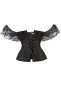 Women's Steampunk Gothic Elegant Off Shoulder Jacquard Overbust Corset Top 2