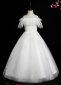 Girls White Off Shoulder Spaghetti Strap Tulle Wedding Engagement Formal Dresses