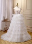 Brides White Tulle Cake Off The Shoulder Wedding Dress Women Corset Wedding Dresses