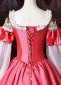 Pink Floral Brocade Off the Shoulder Belle Sleeves Masquerade Stage Dress 6