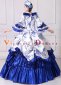 Blue Long Flare Sleeves Retro Bow Floral Masquerade Ball Gown Theater Costume 4