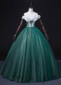 Dark Green Off Shoulder Tulle Long Evening Dress