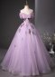 Purple Off the Shoulder Tull Mesh Homecoming Dress