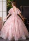Kids Pink Ruffle Sequin Mesh Princess Graduation Dresses 4
