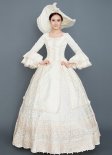 高品質のライトイエローロココサザンベルドレス女性コスプレロリータパーティーボールガウン