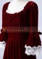 Wine Red Velvet Long Sleeves 18th Century Vintage Evening Ball Gown Dress 2