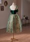 Green Velvet Ruffle Spaghetti Straps Party Dress 3