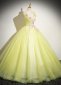 Sparkly Lemon Yellow Sleeveless Appliques Evening Dress 2