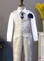 Boys Brocade Jacquard Suits Long Sleeve Shirt Vest Pants Outfit Kids Gentlemen 4Pcs Formal Tuxedo