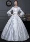 Renaissance White Floral Jacquard Lace Victorian Dress 1