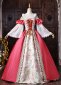 Pink Floral Brocade Off the Shoulder Belle Sleeves Masquerade Stage Dress