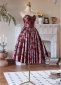 Vintage Burgundy Corset Off the Shoulder Jacquard Party Dress 2