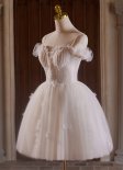White Spaghetti Straps Beading Short Homecoming Dress