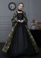 Black Gold Floral Brocade Victorian Dress for Women