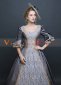 Gray Half Flare Sleeves Retro Lace Women Wedding Gown Dress Theater Costume 4