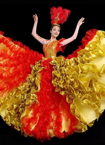 Long Sleeve Super Large Skirt Dance Costumes for Stages