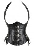 Halloween Leather Renaissance Underbust Corset with Halter Strap