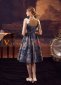 Vintage Women 50s 60s Blue Floral Hepbrn Evening Prom Gown Dress 3