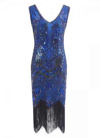 Vintage Party Sequin Fringed Flapper Gatsby Formal Dress