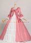 Pink Cotton Long Sleeves Bow Lolita Victorian Ball Gown Civil War Era Dress