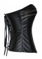 Black Leather Gothic Overbust Corset With Front Zipper