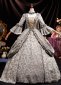 Renaissance Gray Floral Victorian Regency Rococo Dress