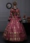 Cheap Historical Purple Floral Brocade Victorian Dress 3