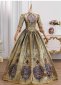 Gold Floral Patterns Embroidered Brocade Masquerade Dress 4