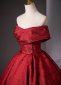 Vintage Burgundy Jacquard Formal Evening Dress 3