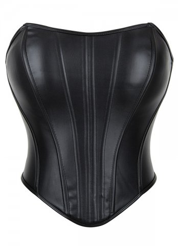 Black PVC Leather Corset Tops