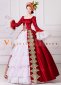 Red Long Flare Sleeves Vintage Lace Floral Wedding Ball Gown Theater Dress 3