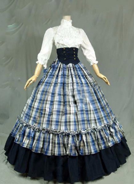 中世のビクトリア朝のゴシックドレスカーニバルグリッドボールガウン