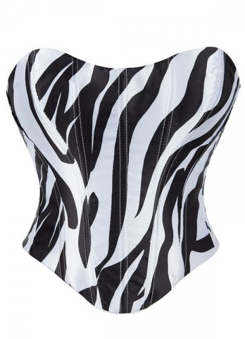 Black And White Print Overbust Corset
