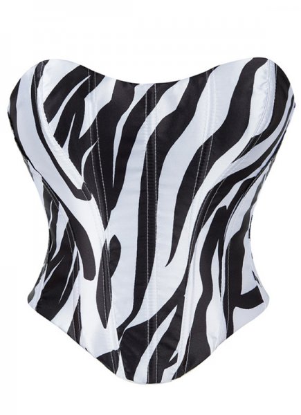 Black And White Print Overbust Corset