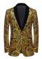 Men Gold Cashew Flower Sequin Floral Suit Jacket Blazer