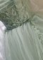 Off the Shoulder Sleeveless Court Train Sequins Light Green Formal Dress